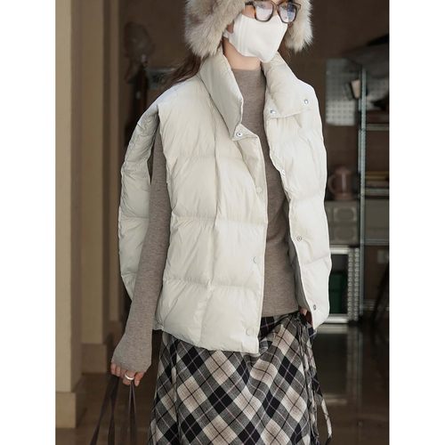 立领羽绒开衫马甲宽松显瘦