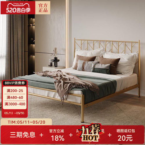 天坛简约现代风双人加厚铁架床