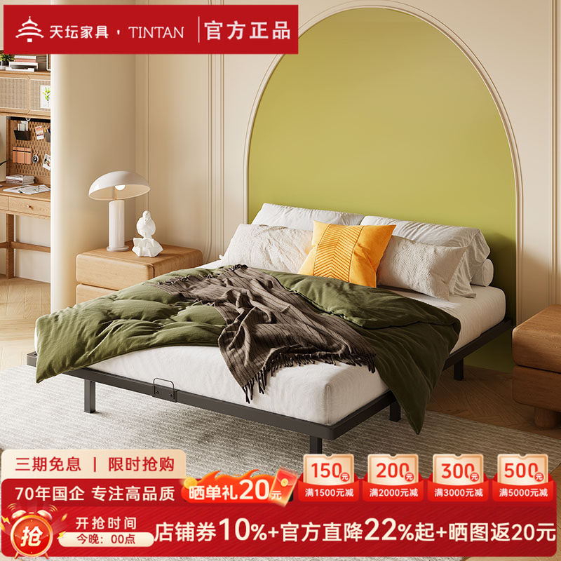 天坛家具简约双人铁艺床图片