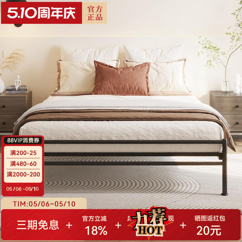 天坛家具简约现代双人无床头铁床