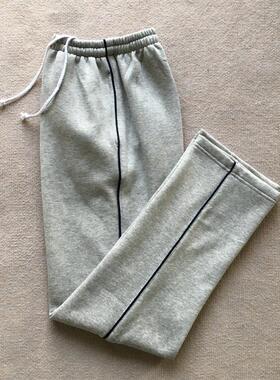 学生裤灰色校服裤纯棉深蓝色杠中小学生男女童运动裤宽松直筒长裤