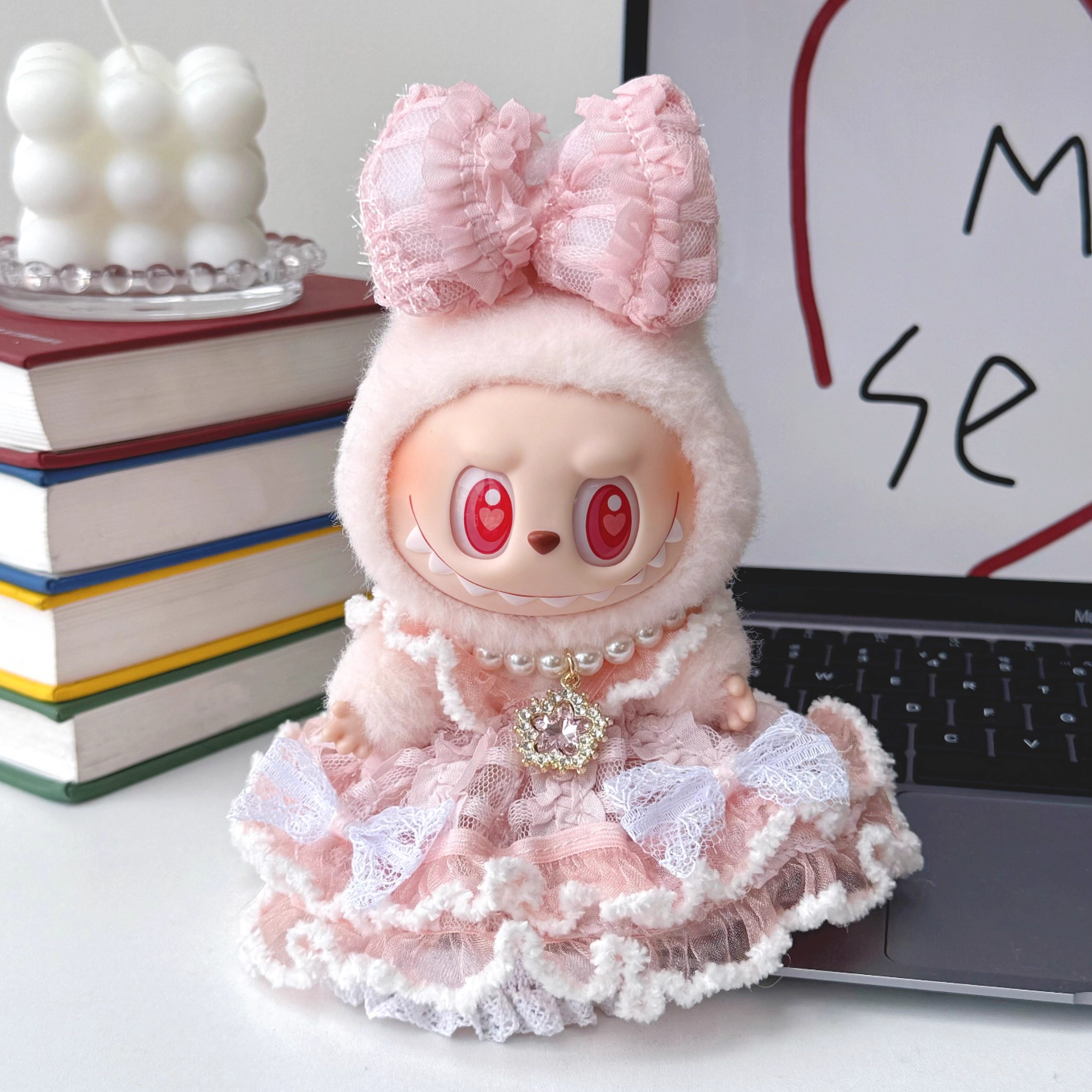 拉布布娃衣3.0前方高能娃衣爱忠诚衣服粉色系labubu三代搪胶挂件