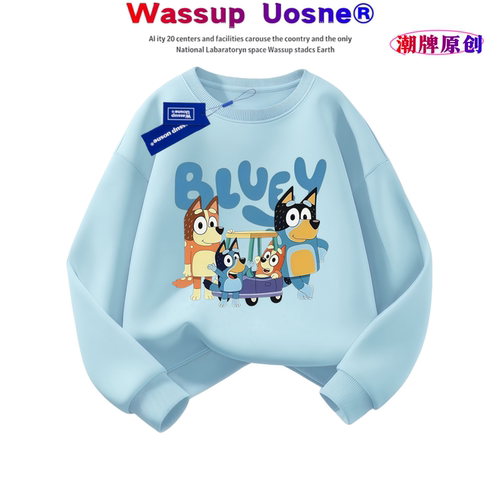 WASSUP联名布鲁伊衣服加绒卫衣
