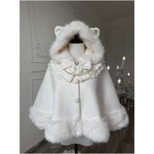 秋冬可爱Lolita毛呢斗篷披肩外套甜美2025新保暖毛绒