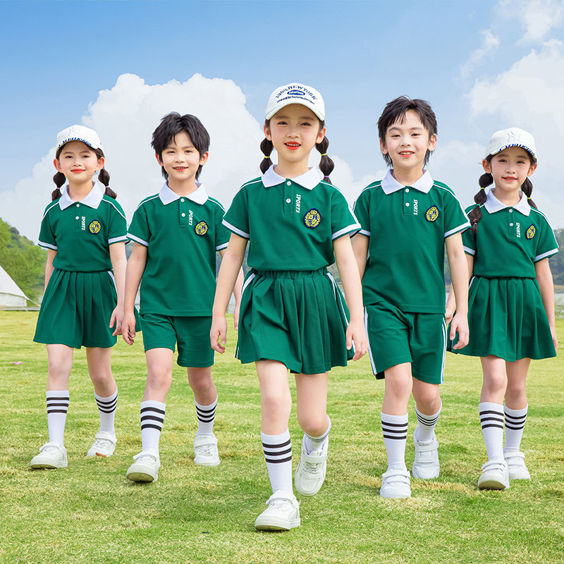 幼儿园园服夏季纯棉短袖运动会套装小学生班服夏装儿童校服毕业照