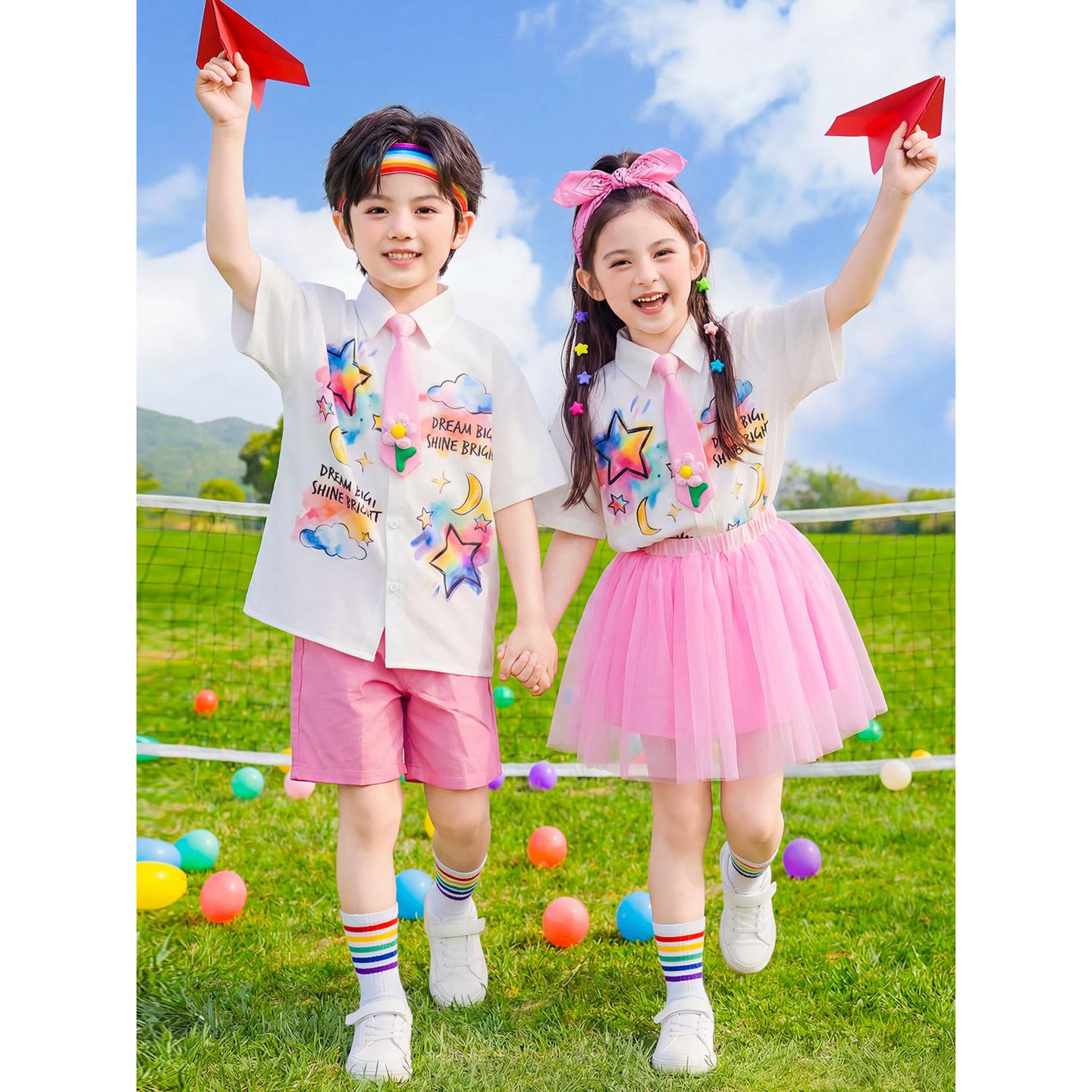 儿童演出服啦啦队服小学生运动会服装港风可爱舞蹈服幼儿园表演装