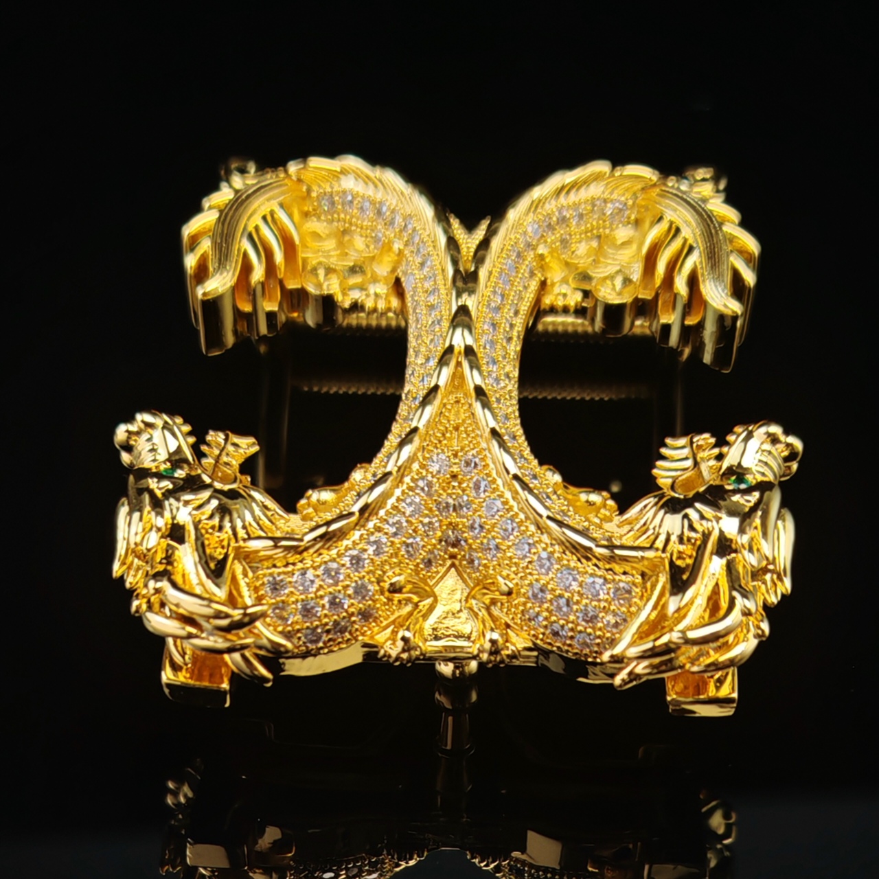 男士龙形镶钻内穿皮带扣头不锈钢平滑扣百搭腰带配件鳄鱼皮腰带