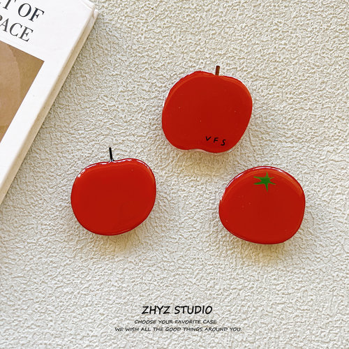 可爱苹果番茄图案气囊支架粘贴式手机壳背贴懒人伸缩支撑追剧男女