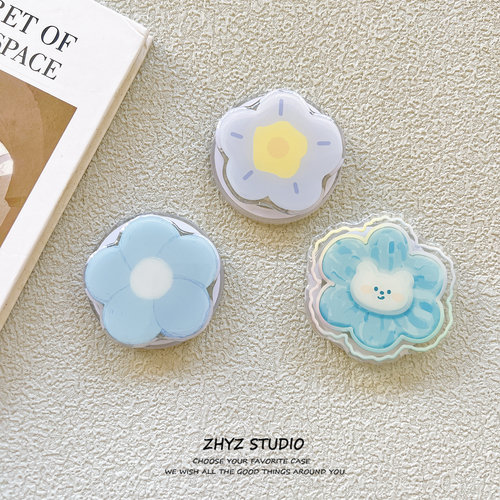 小众蓝黄花朵磁吸支架适用MagSafe手机气囊伸缩懒人支撑架桌面女