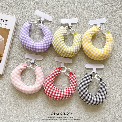 手机挂绳新款高级感创意格子毛绒手腕带挂链短绳户外防丢钥匙扣女