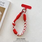 手机挂绳简约红色编织手腕短绳手提腕带手机壳钥匙扣户外旅游防丢