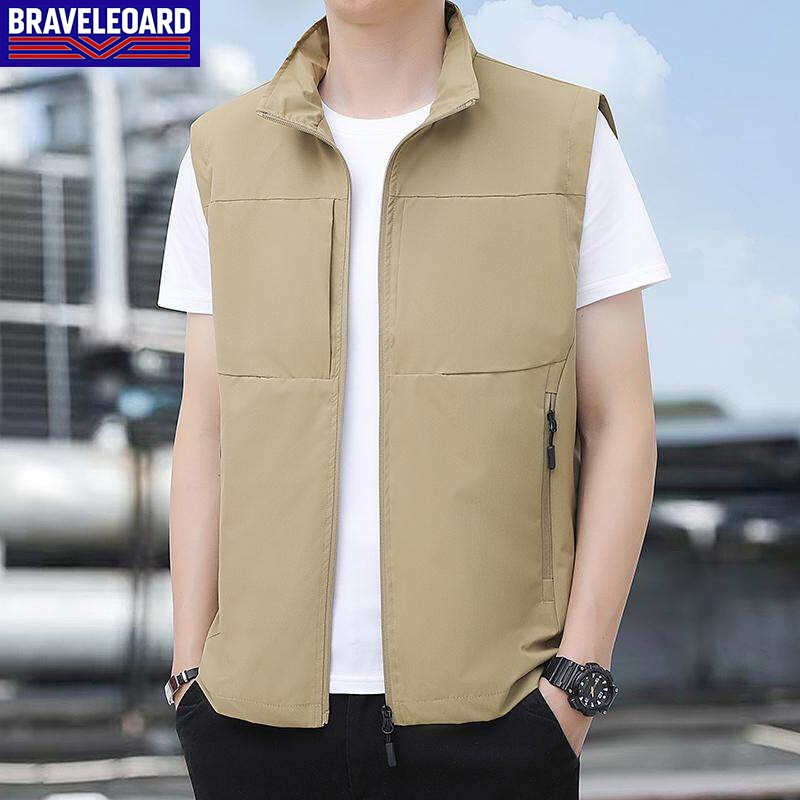 户外休闲马甲男春夏薄款多口袋背心中年爸爸户外马夹休闲外套坎肩