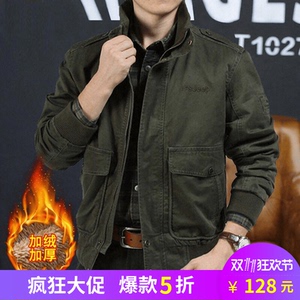 见展车男士夹克男装立领短款休闲纯棉大码夹克衫中年外套爸爸装