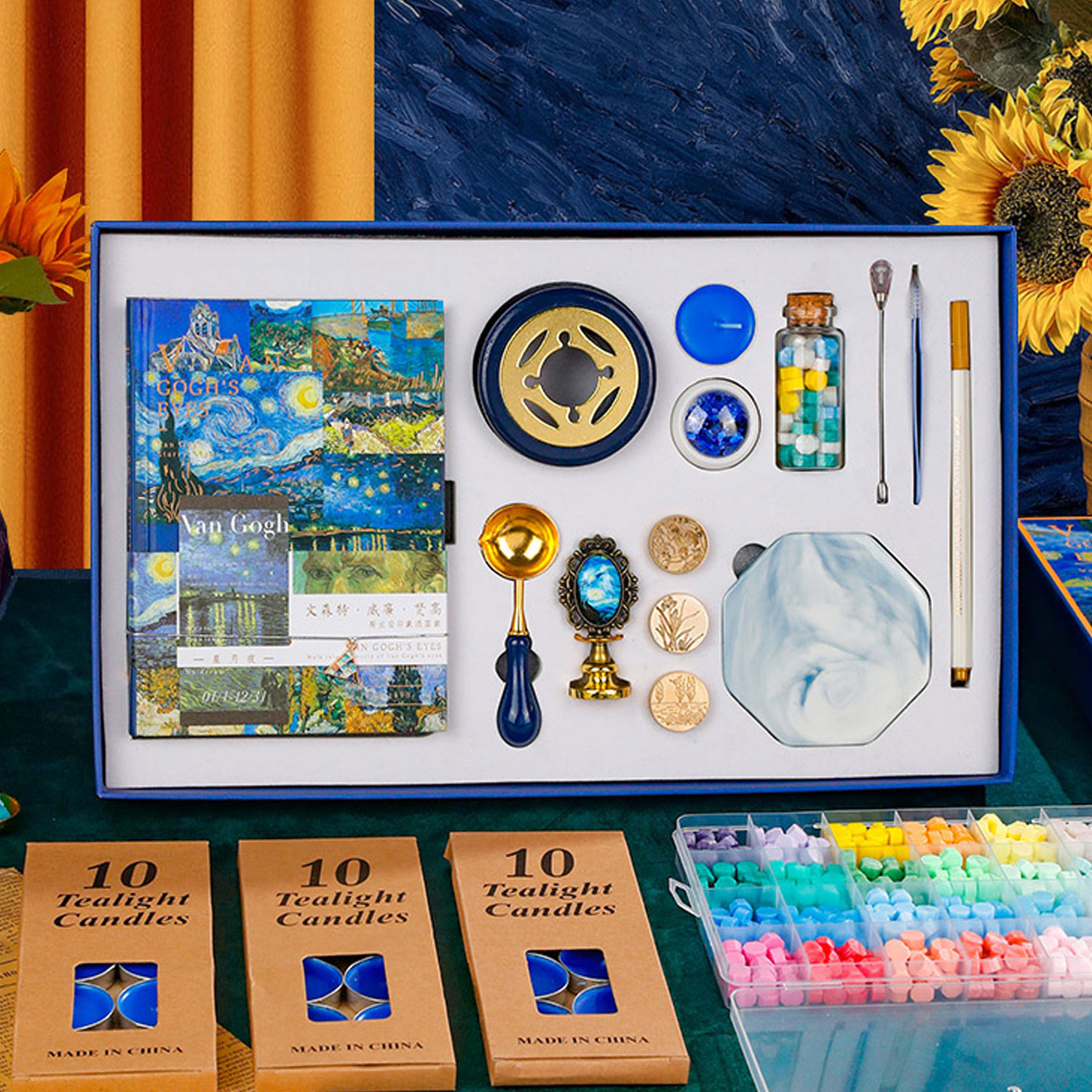 星空下夜晚交给梵谷点燃火漆印章