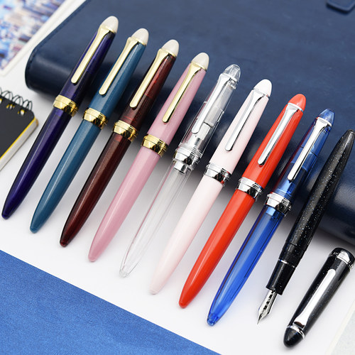 写乐四季织钢笔不锈钢尖透明霜夜