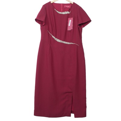 六礼宴会上档次女装高端轻奢喜婆婆品牌礼服酒红色连衣裙-17078