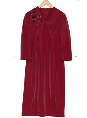 六礼宴会上档次女装高端轻奢喜婆婆品牌礼服红色连衣裙-17258