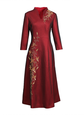 慕天姿2025气质新款华喜大码婆婆专柜折扣精选品牌连衣裙-17869