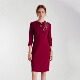 17872 洋气通勤婚宴女酒红连衣裙 慕天姿专柜品牌折扣女装 气质新款