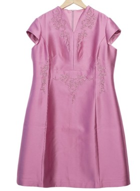 六礼宴会上档次女装高端轻奢喜婆婆品牌礼服胭脂红连衣裙-16632