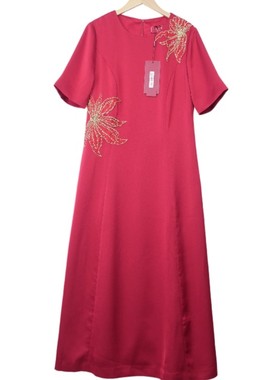 六礼宴会上档次女装高端轻奢喜婆婆品牌礼服红色连衣裙-17108