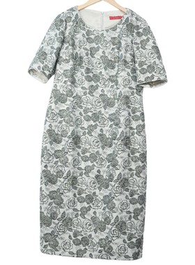 六礼宴会上档次女装高端轻奢喜婆婆品牌礼服绿花色连衣裙-17368