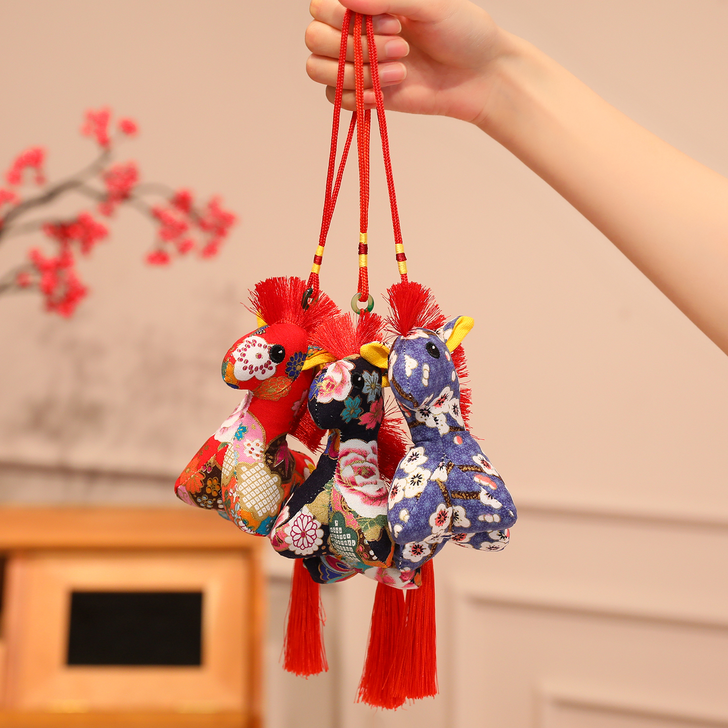 碎花布艺马挂件马年吉祥物玩偶毛绒玩具生肖公仔新年元旦活动礼品