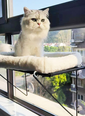 吸盘式猫咪吊床窗户悬挂猫窝四季透气窗台挂床猫咪观景晒太阳窝