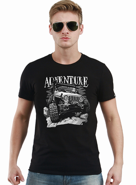 自由基地freebase原创设计牧马人图案波普风越野车印花短袖T恤衫