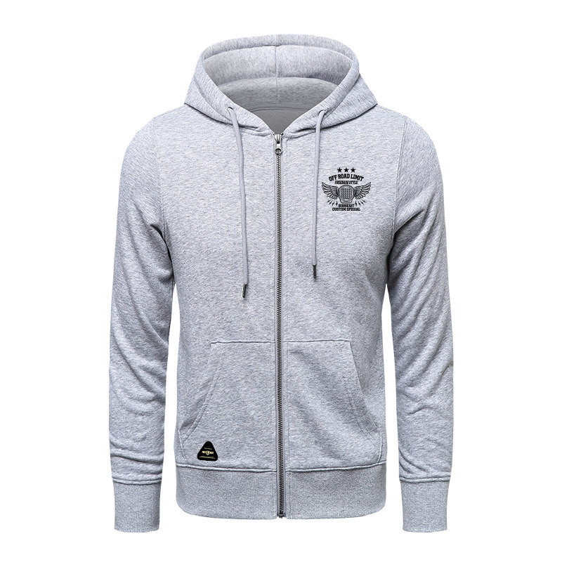 自由基地秋冬2021新款开衫拉链毛圈越野车灯图案户外休闲卫衣衫