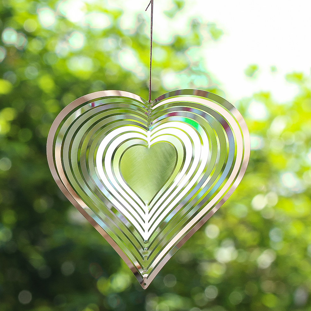 15cm心形多环金属风铃圣诞节日挂饰新年阳台庭院树窗户悬挂风旋器