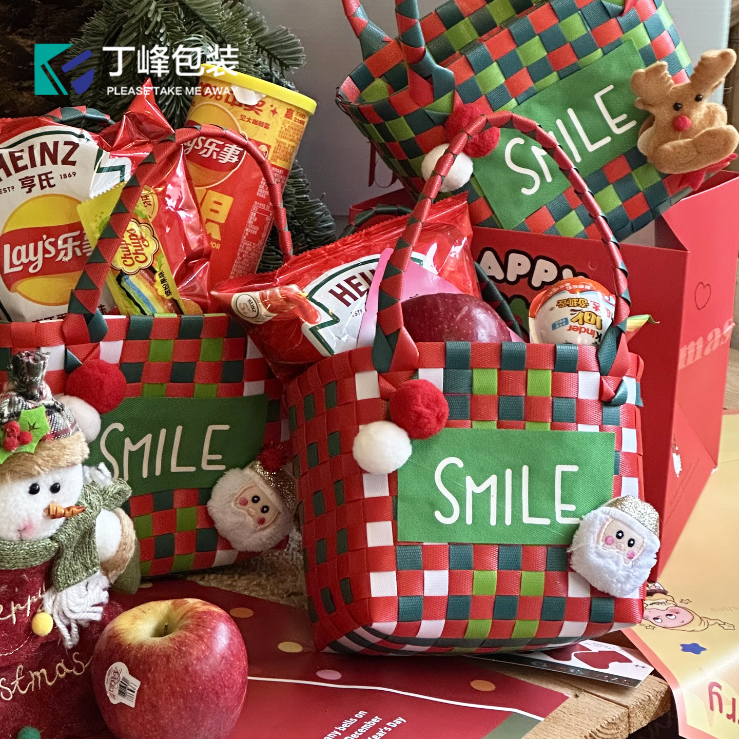 丁峰·圣诞编织篮水果花篮