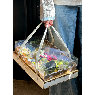 丁峰·手提水果包装盒8-10斤装金卡透明盖橙子葡萄柚子通用礼品盒