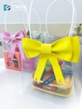 Розовая поролоновая брендовая подарочная коробка с бантиком, универсальная льняная сумка, декор, желтая лента