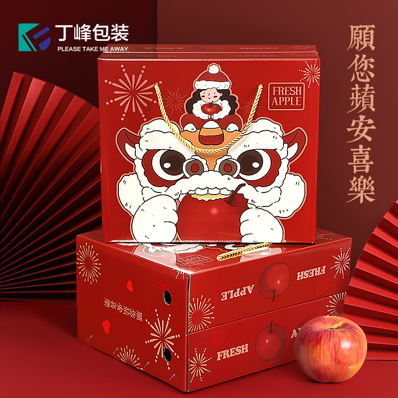 丁峰包装狮子苹果礼盒8-10斤