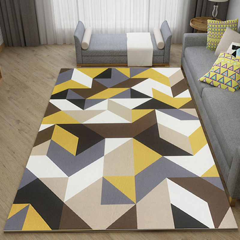 可机洗北欧长方形客厅茶几地毯家用短毛卧室床尾地垫沙发书房定制