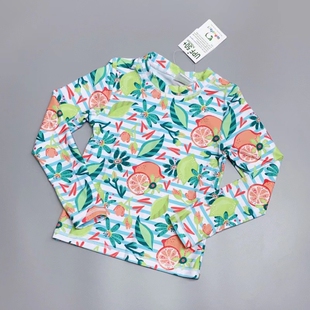 冲浪上衣沙滩防晒速干 儿童泳衣女童长袖 中小童 UPF50 Amber外单