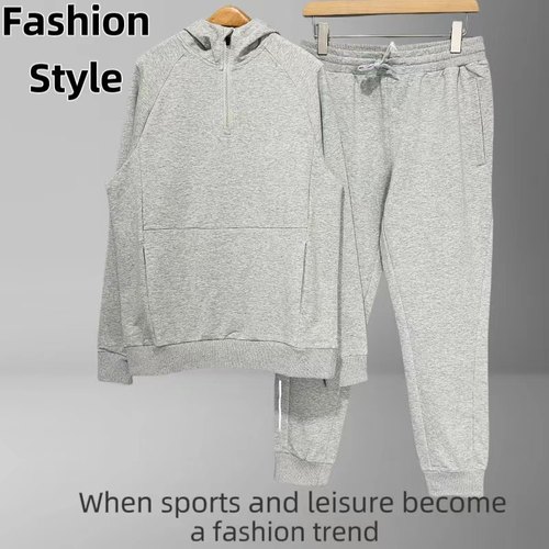 男士高端CVC连帽卫裤纯色卫衣