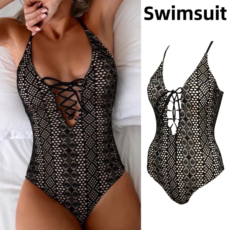 欧美热辣女士连体游泳衣性感网眼