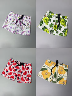 速干可爱短裤 Amber 花色女士平角保守游泳裤 女童时尚 系绳 亲子泳裤