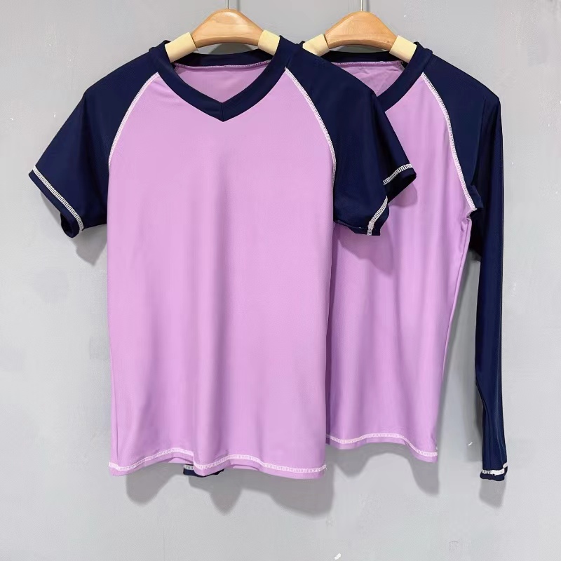 女士长袖防晒速干冲浪拼色游泳衣