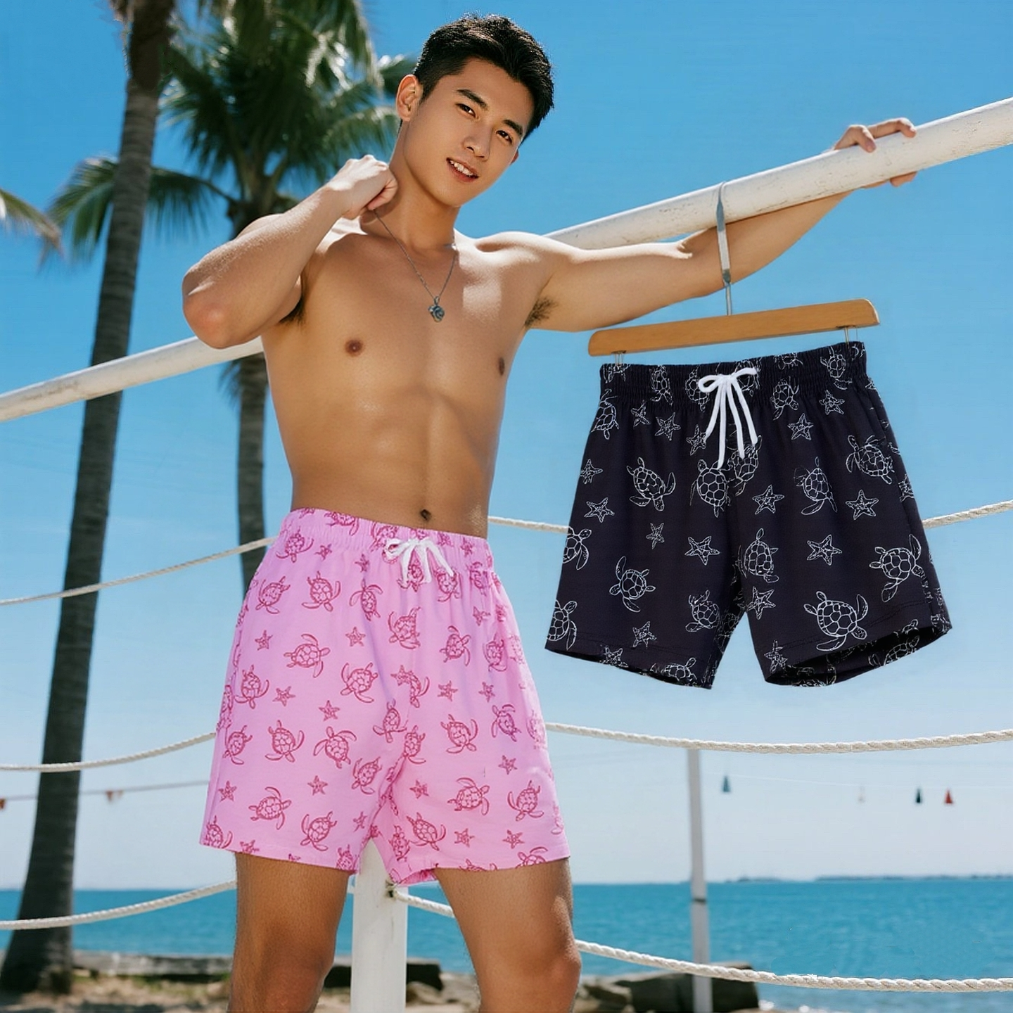 海岛度假男士游泳裤可下水沙滩裤