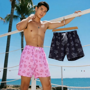 平角内衬 可下水速干假两件休闲沙滩裤 Amber外单海岛度假男士 泳裤