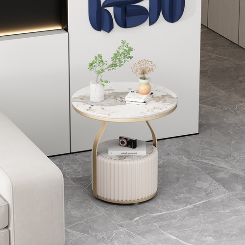 新款轻奢岩板边几家用客厅沙发边角几床头柜小户型茶几阳台小圆桌