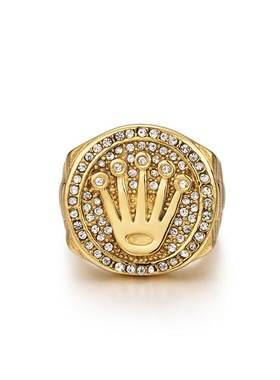 欧美风复古男士超闪水钻戒指