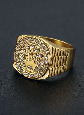 夜店配饰钛钢超闪水钻珠宝戒指