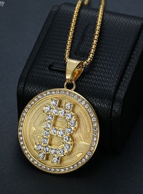 新款钛钢镀金水钻圆牌B字母吊坠