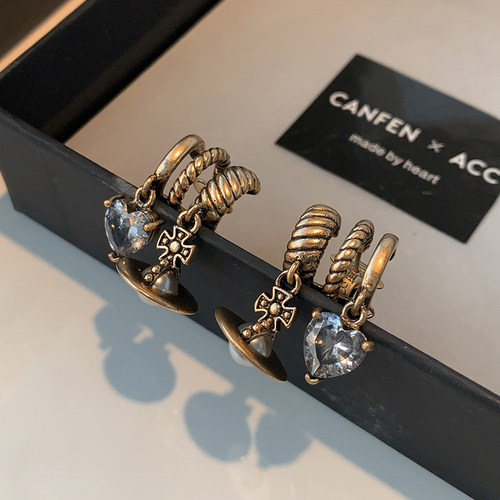 CANFEN欧美小香风西太后土星耳坠