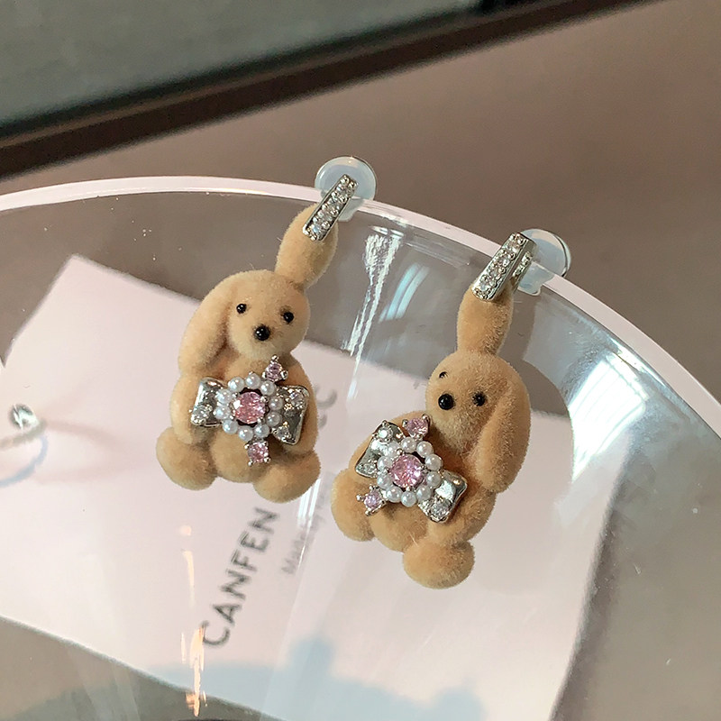 丝绒小兔耳环2025新款爆款高级感毛绒耳钉秋冬蝴蝶结珍珠花朵耳饰,饰品/流行首饰/时尚饰品新,耳环,淘宝优惠券,粉丝福利购,淘宝优惠卷