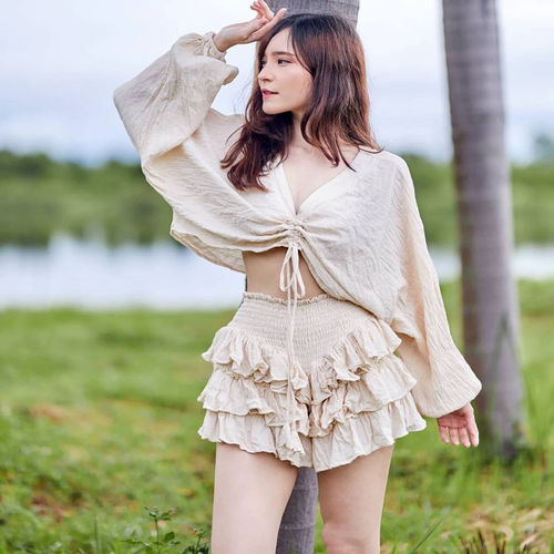 薇芯下单：159 薇芯：Zimei1521 生态棉仙女裙系列蝙蝠袖抽绳上衣